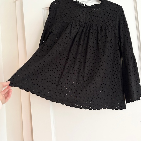 Velvet Eyelet Black Blouse With Bell Sleeves - Picture 4 of 8